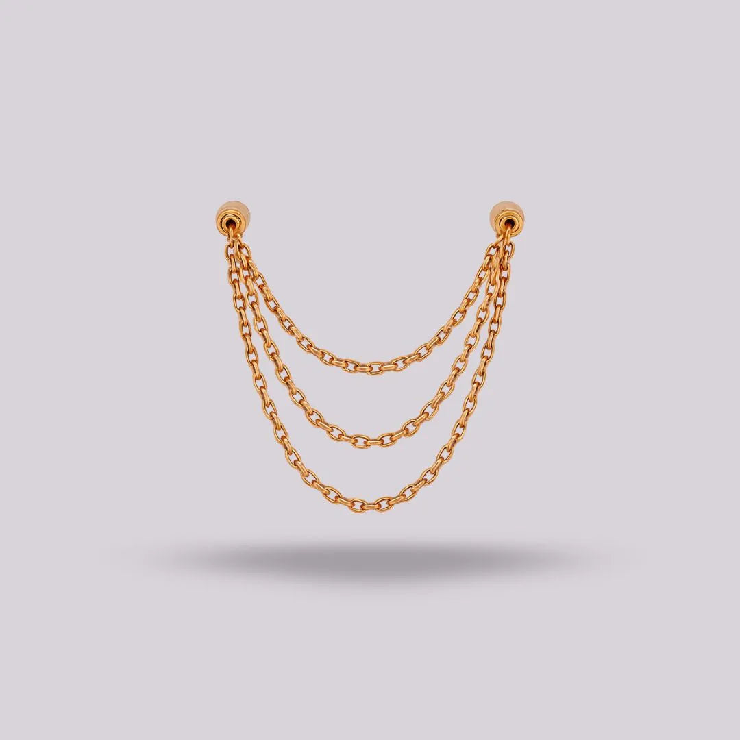 Cadena Triple Titanio Dorado PVD